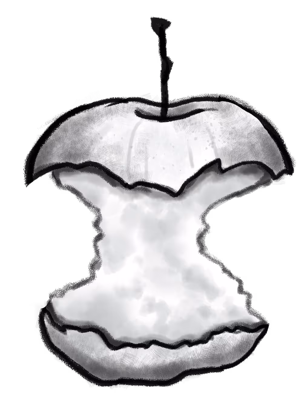 Drawn apple core