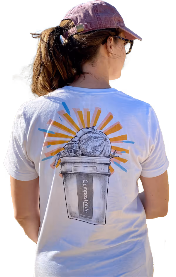 Compostable team member wearing Compostable Tee